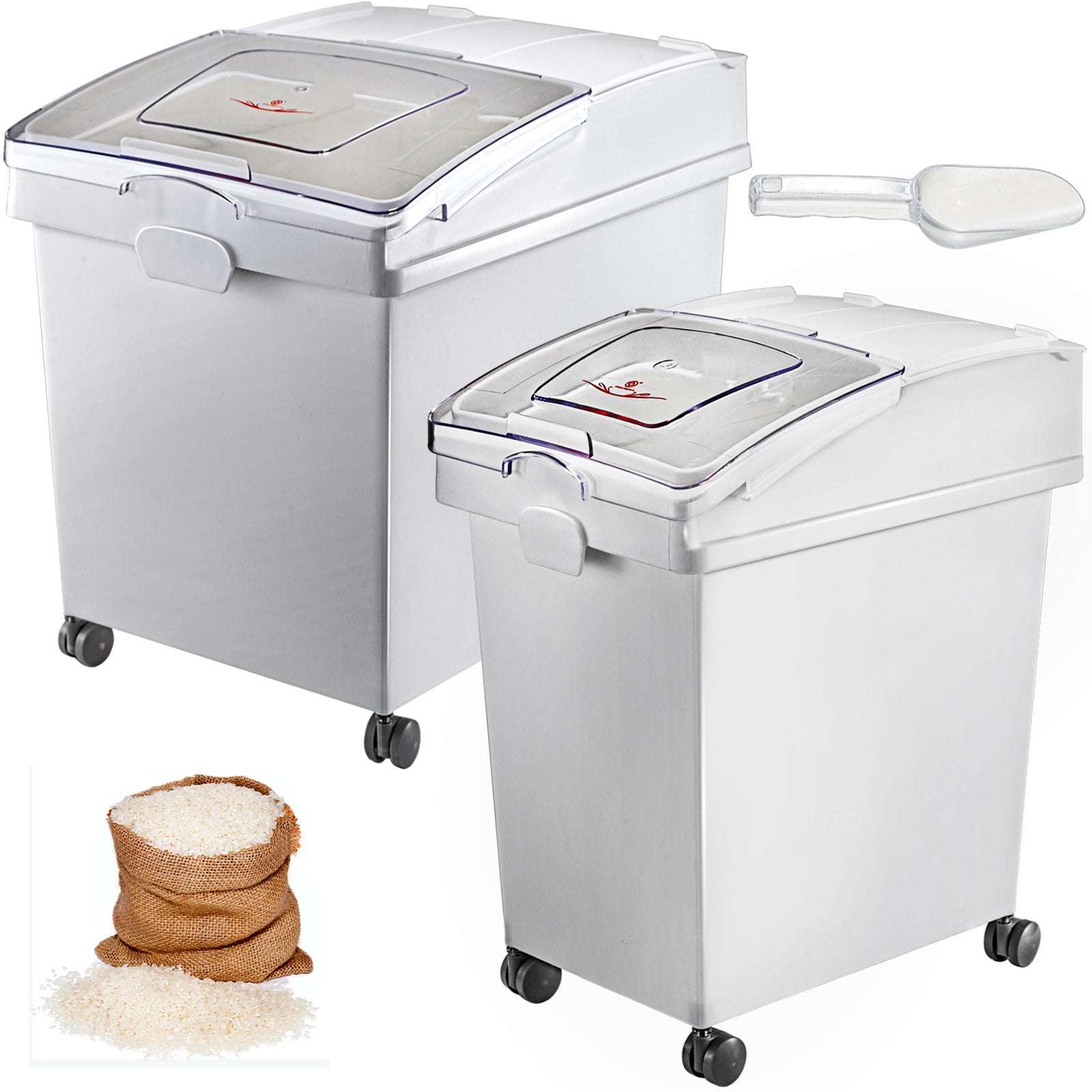 25L Ingredient Storage Bin with Scoop & Wheels Dustproof Container-3 PCS / GERMANY