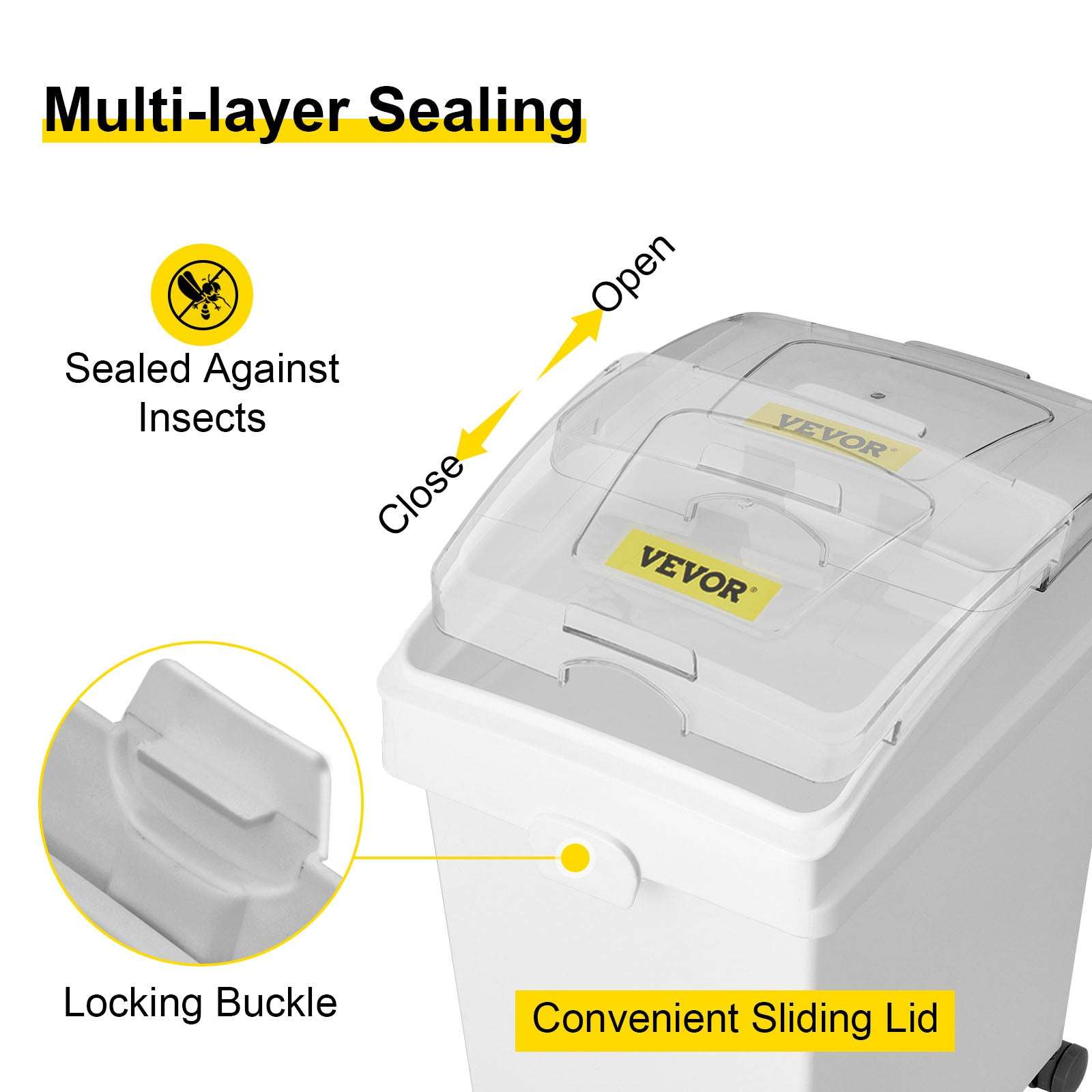 25L Ingredient Storage Bin with Scoop & Wheels Dustproof Container-3 PCS / GERMANY