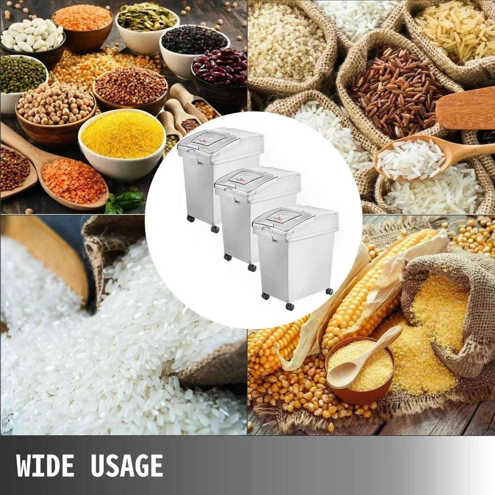 25L Ingredient Storage Bin with Scoop & Wheels Dustproof Container-3 PCS / GERMANY