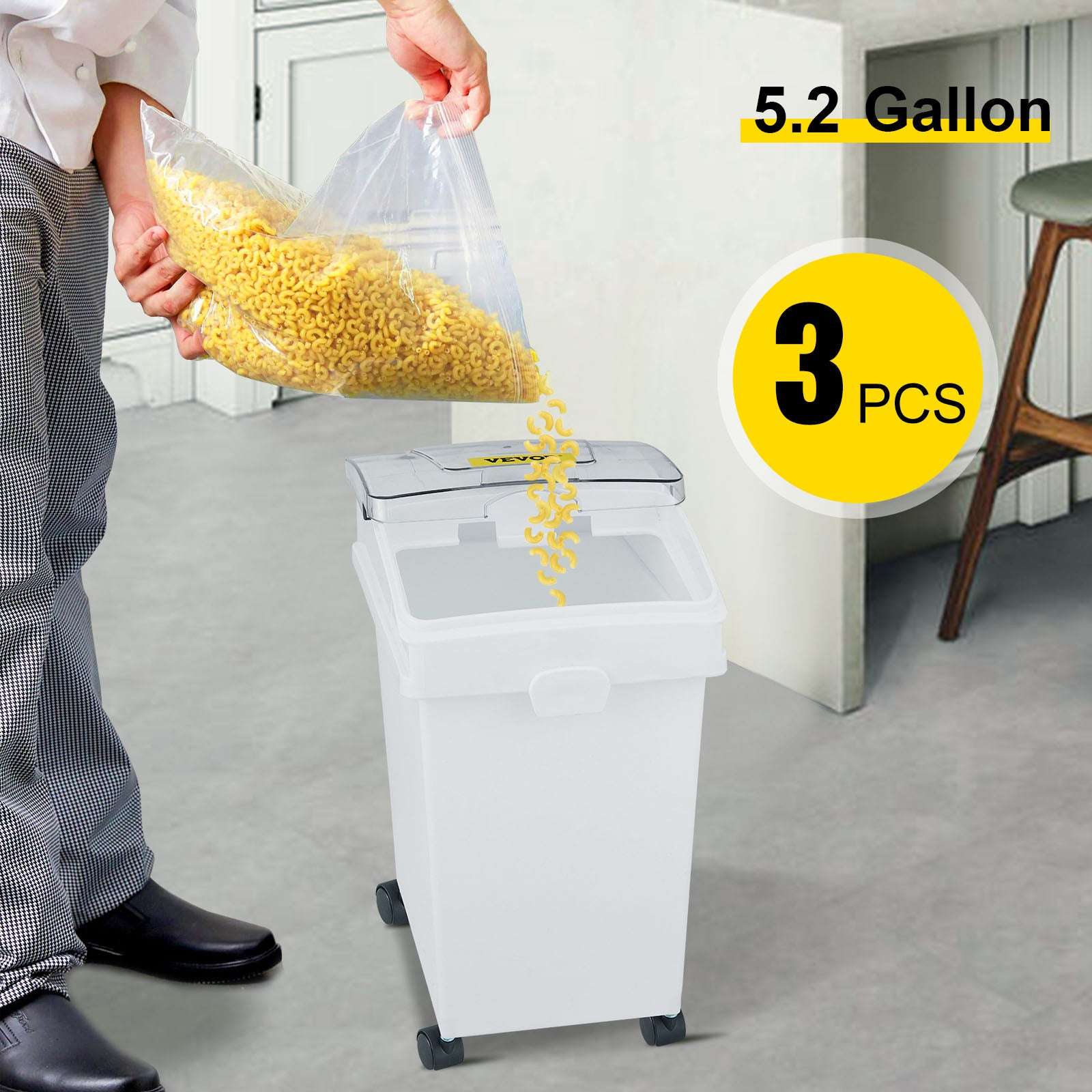 25L Ingredient Storage Bin with Scoop & Wheels Dustproof Container-3 PCS / GERMANY