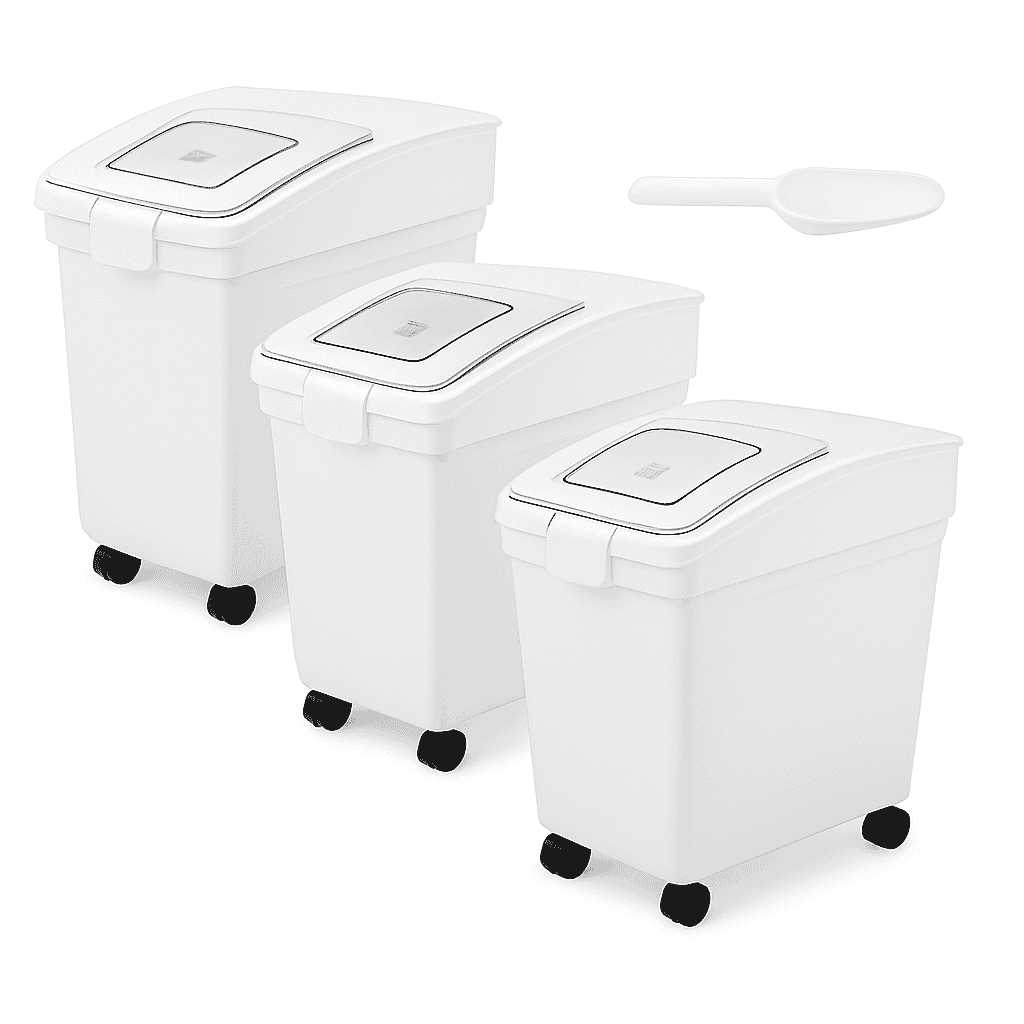 25L Ingredient Storage Bin with Scoop & Wheels Dustproof Container-3 PCS / GERMANY
