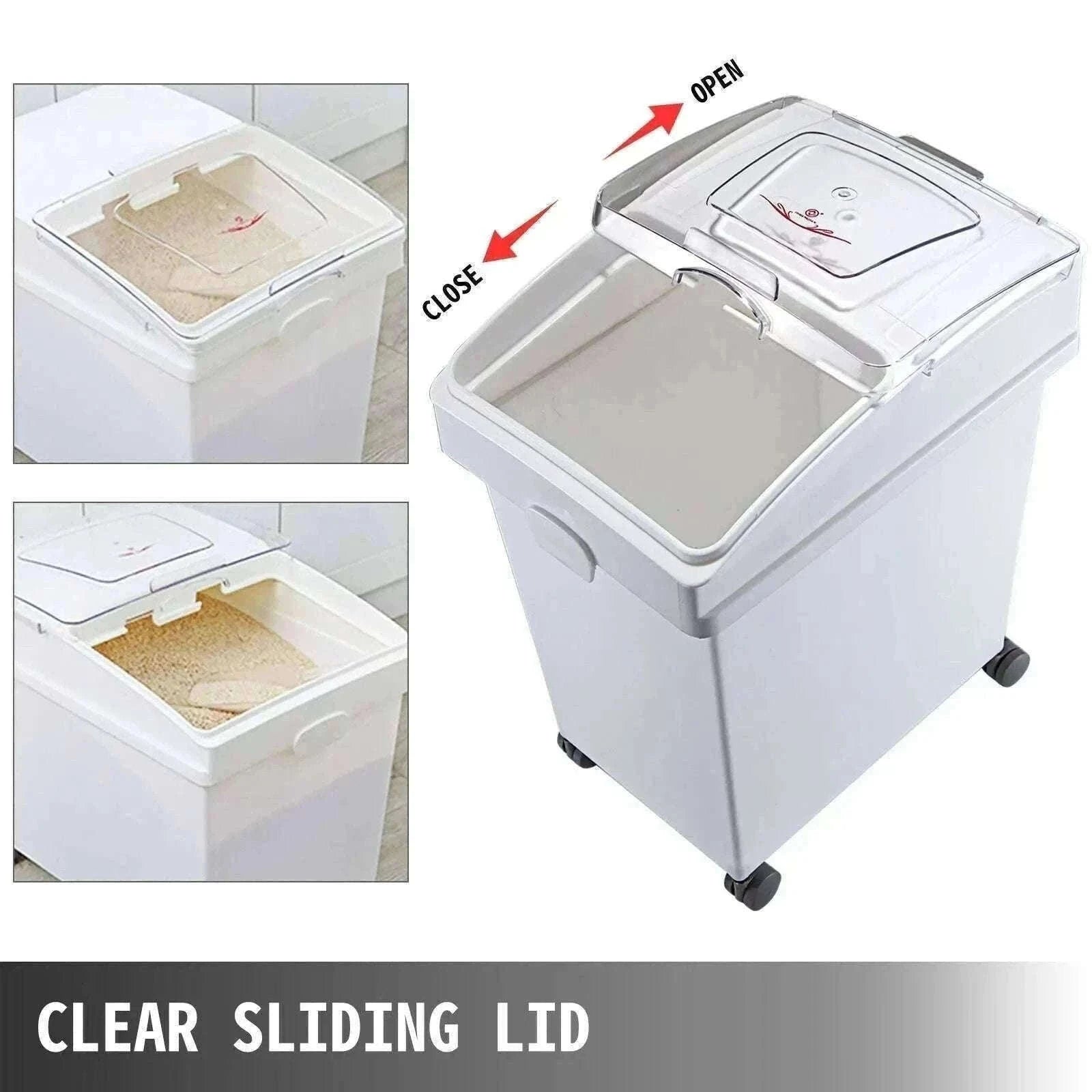 25L Ingredient Storage Bin with Scoop & Wheels Dustproof Container-3 PCS / GERMANY