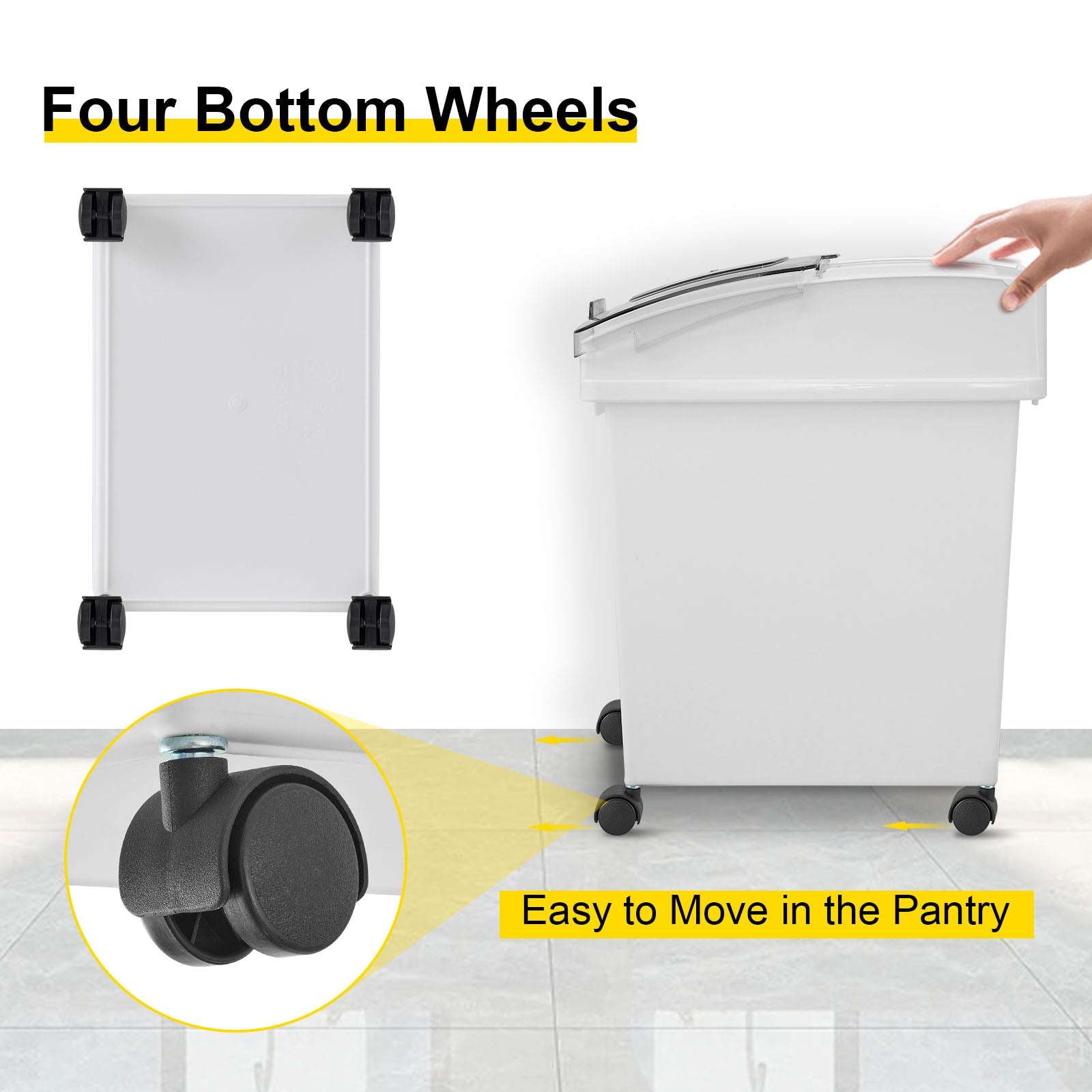 25L Ingredient Storage Bin with Scoop & Wheels Dustproof Container-3 PCS / GERMANY