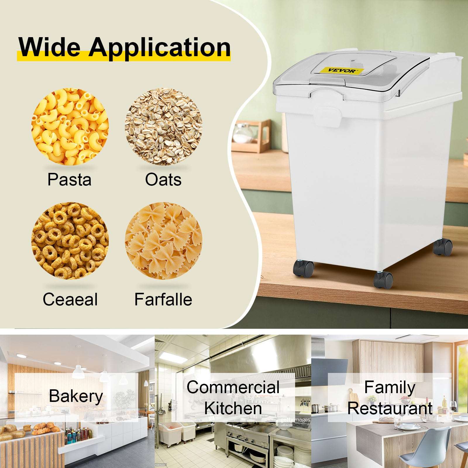 25L Ingredient Storage Bin with Scoop & Wheels Dustproof Container-3 PCS / GERMANY