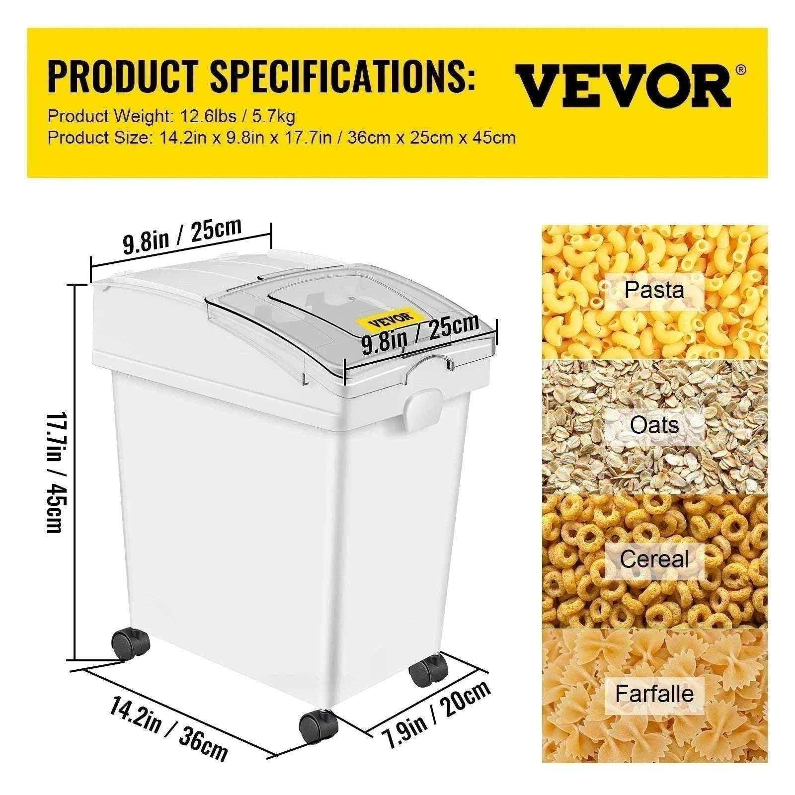 25L Ingredient Storage Bin with Scoop & Wheels Dustproof Container-3 PCS / GERMANY