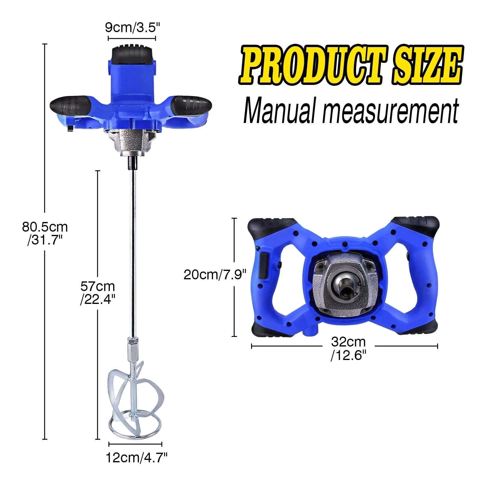 2600W Concrete Mixer Machine with Adjustable Paddle Mixing-UK / GERMANY