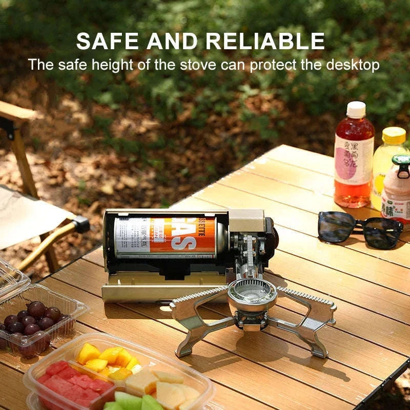 2670W Folding Butane Gas Stove for Camping and Outdoor Cooking-Green