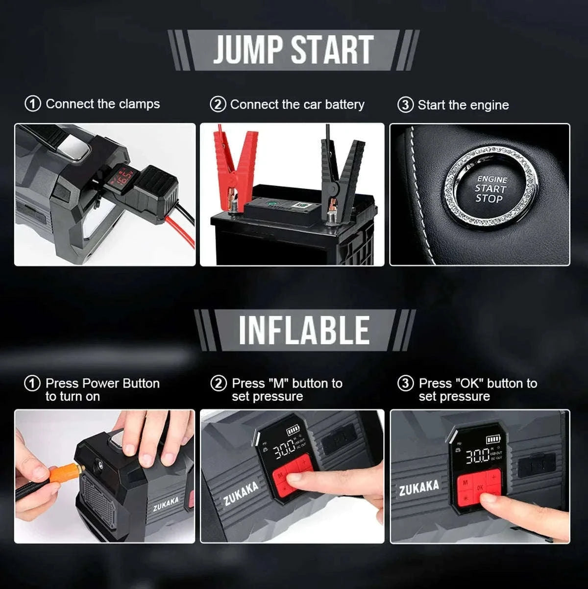 26800mAh Jump Starter with Air Compressor-26800mAh 99.16wh / Italy