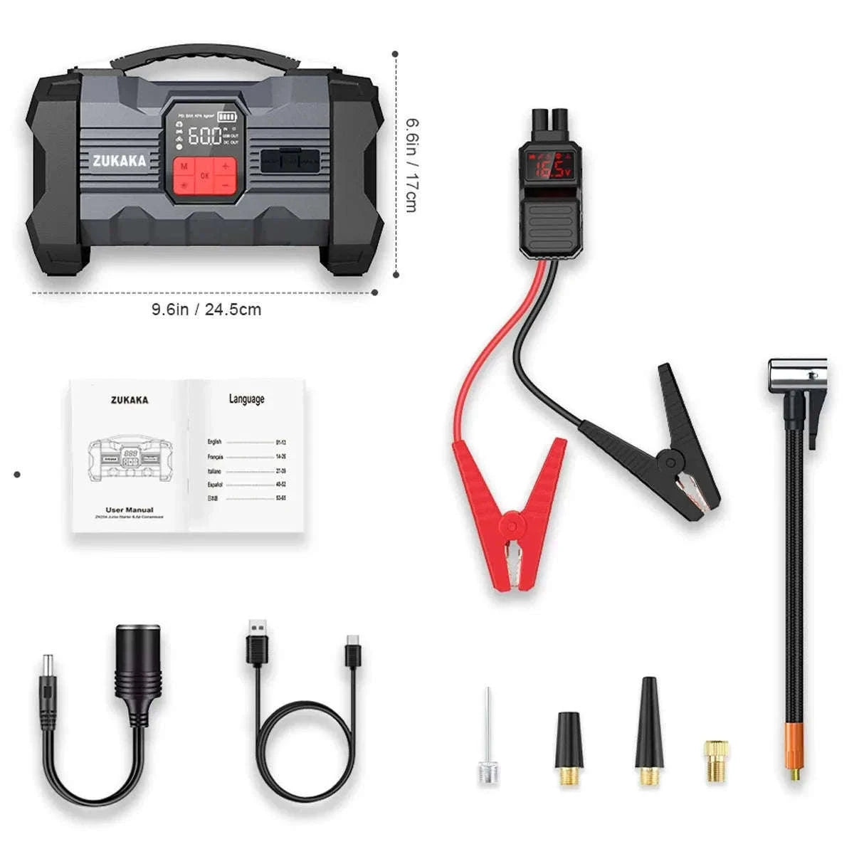 26800mAh Jump Starter with Air Compressor-26800mAh 99.16wh / Italy