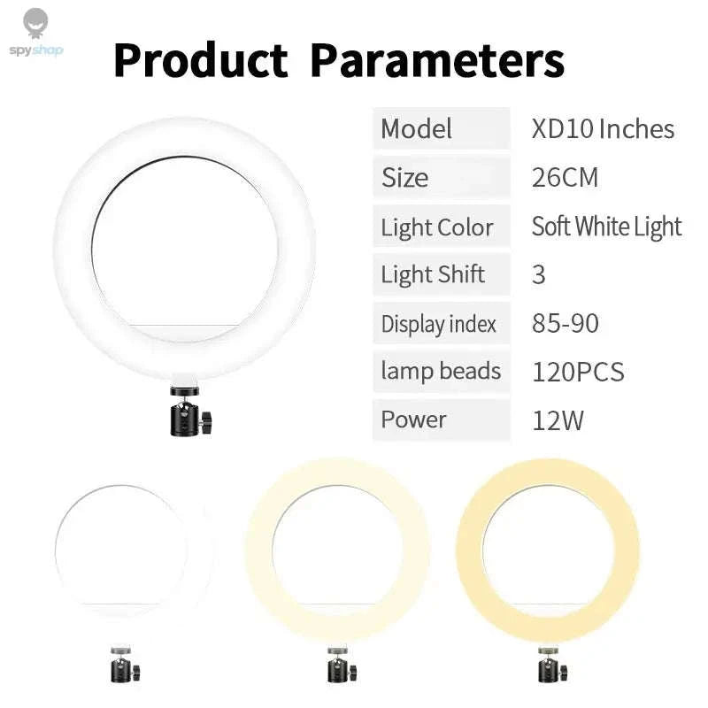 26cm LED Ring Light Selfie Lamp with Tripod-26cm 10 inch