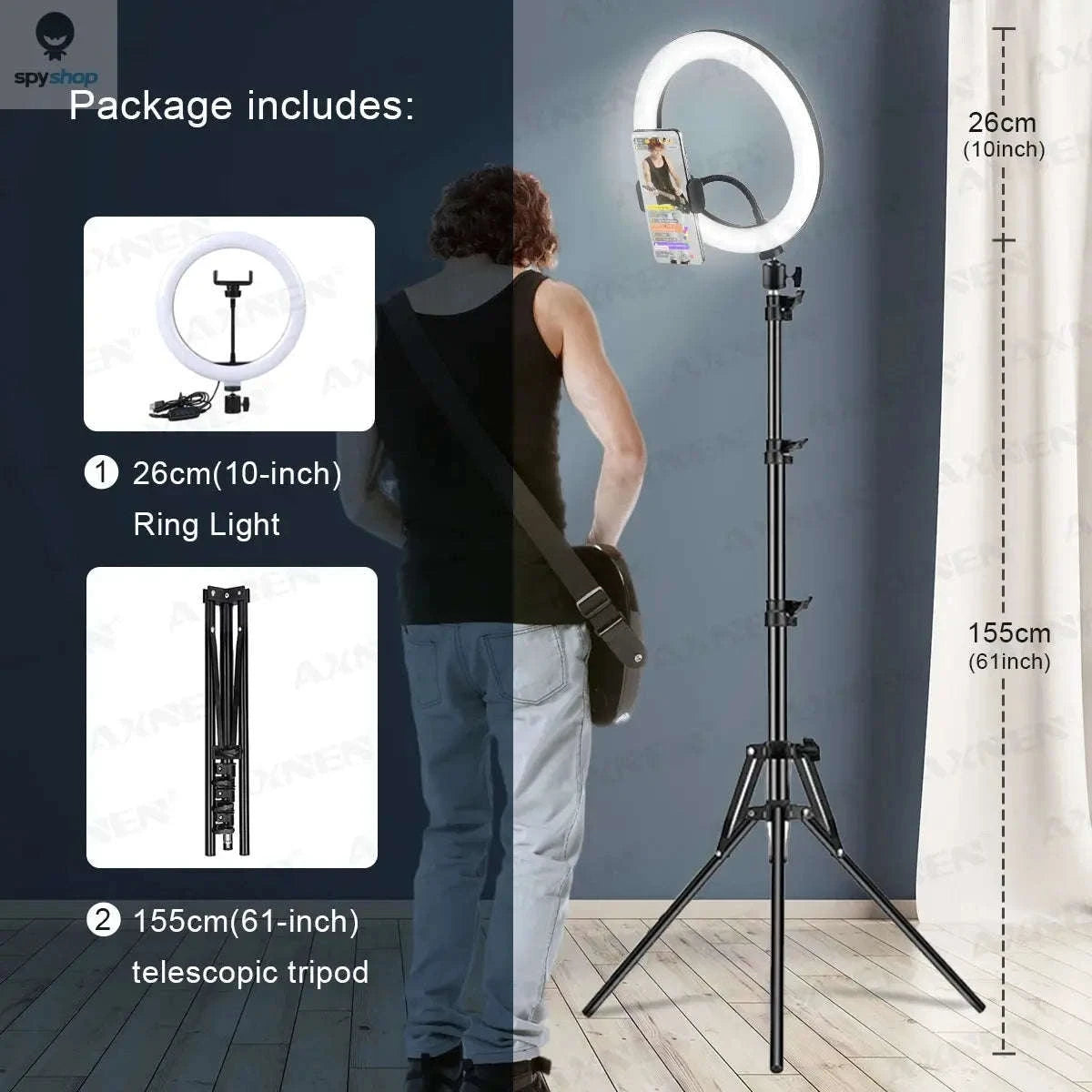 26cm LED Ring Light Selfie Lamp with Tripod Stand-Selfie Ring Light