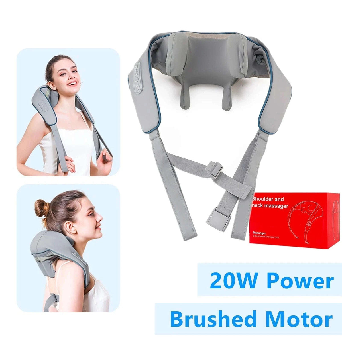 26W Brushless Neck and Shoulder Massager with Heat-20W-White