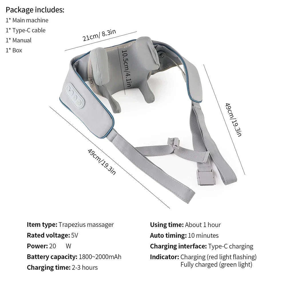 26W Brushless Neck and Shoulder Massager with Heat-20W-White