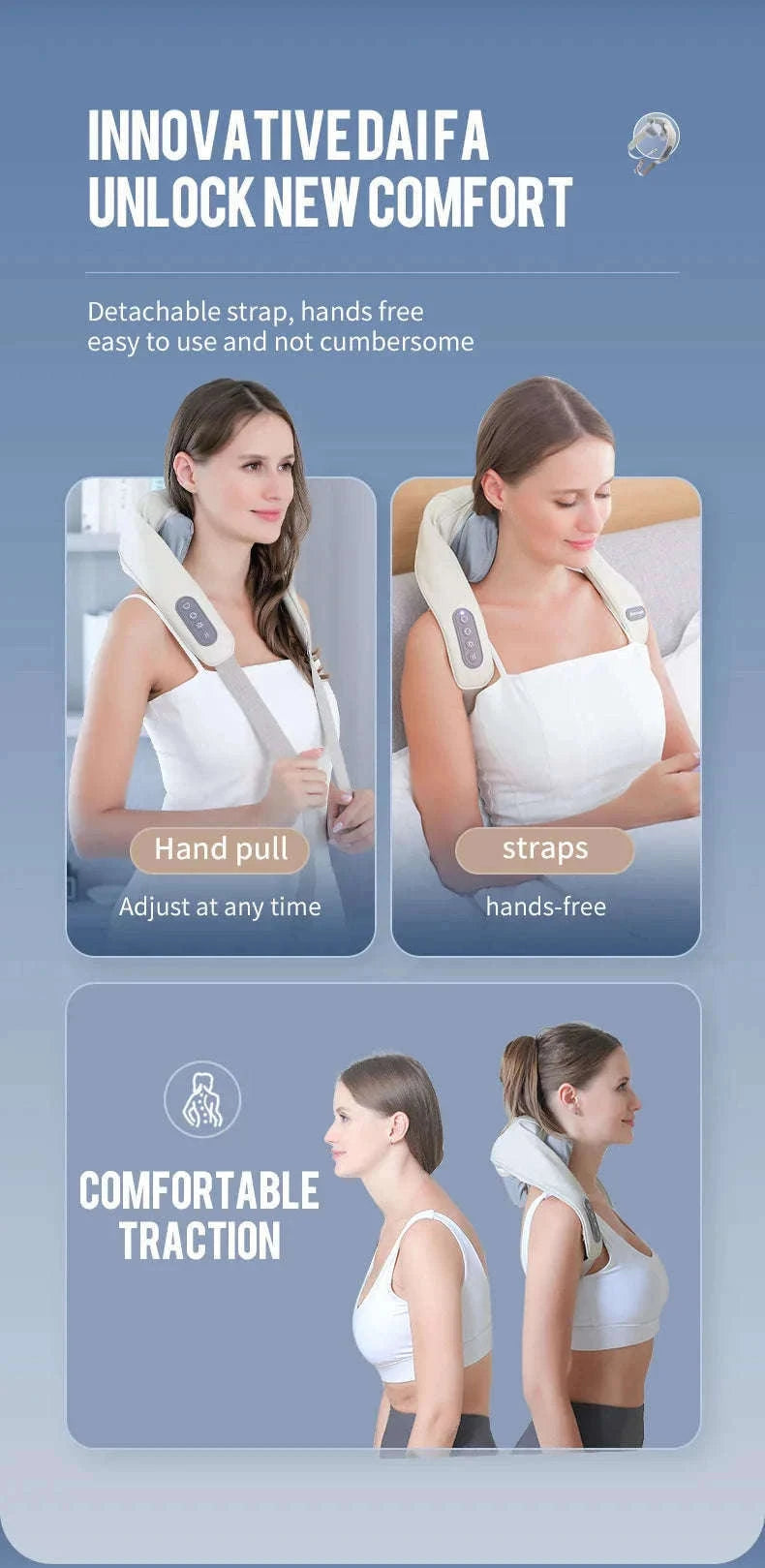 26W Brushless Neck and Shoulder Massager with Heat-20W-White