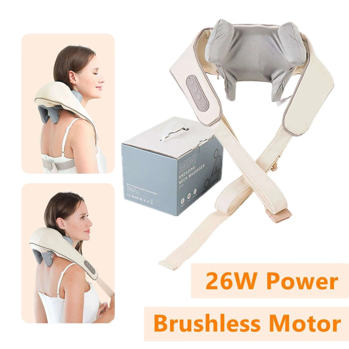 26W Brushless Neck and Shoulder Massager with Heat-20W-White