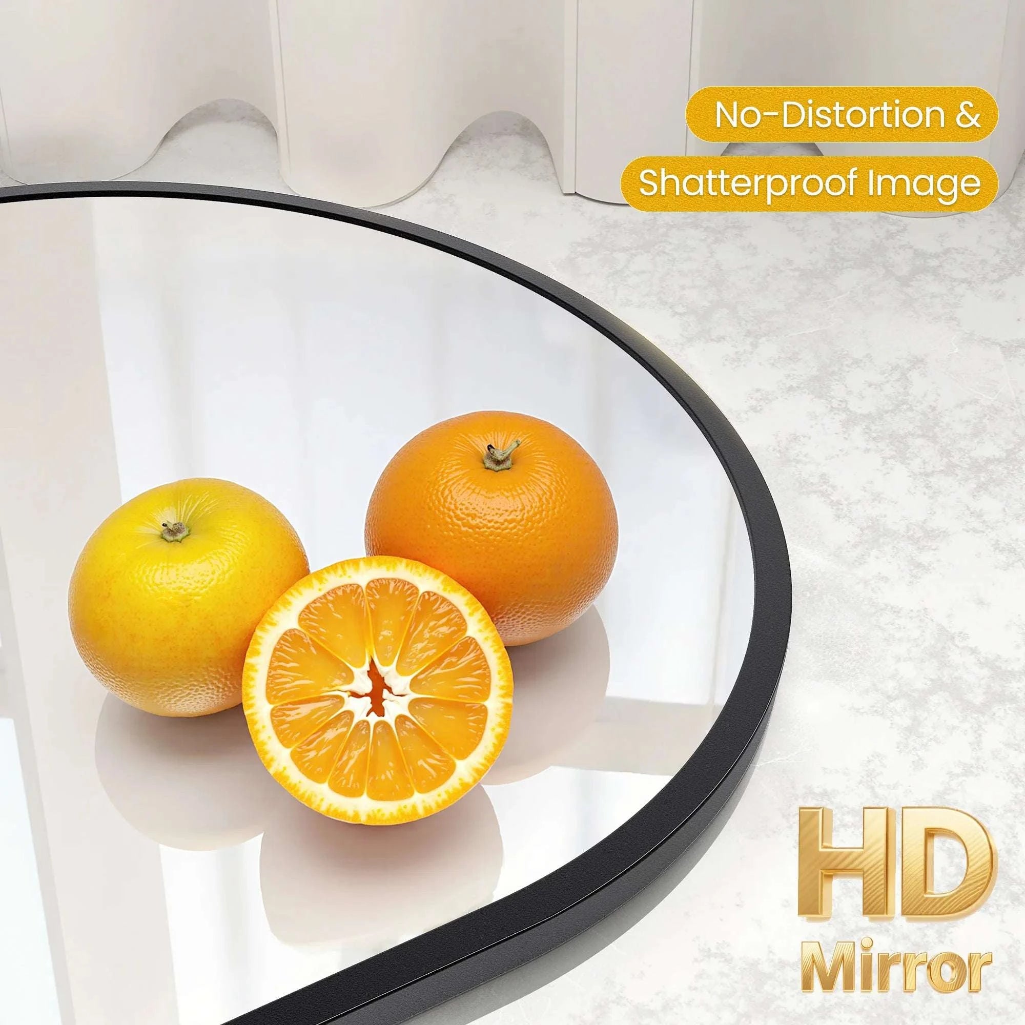 26x38 Arched Wall Mirror with Metal Frame & HD Glass-38L x 26W Black / United States