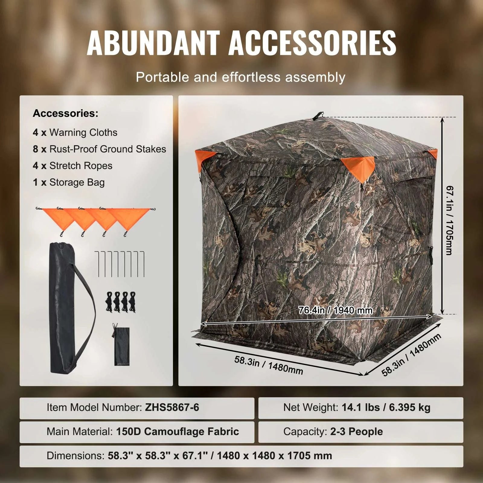 270° See-Through Hunting Blind for 2–3 People with Pop-Up Setup-55inch / CZECH REPUBLIC