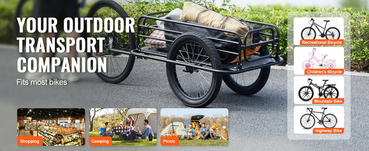 275 lb Bike Cargo Trailer with 20" Wheels, Foldable Frame & Universal Hitch-275lbs / United Kingdom