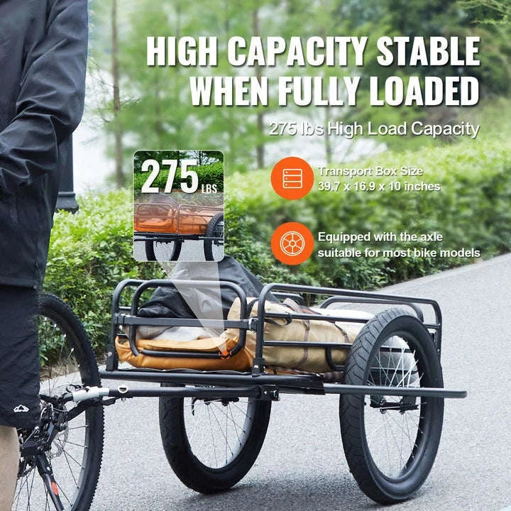 275 lb Bike Cargo Trailer with 20" Wheels, Foldable Frame & Universal Hitch-275lbs / United Kingdom