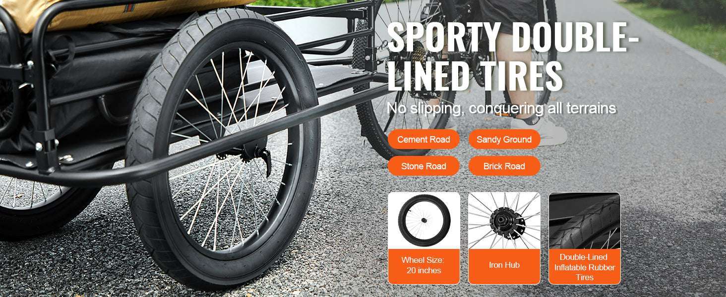 275 lbs Bike Cargo Trailer with Foldable Frame & 20" Wheels-275lbs / United States