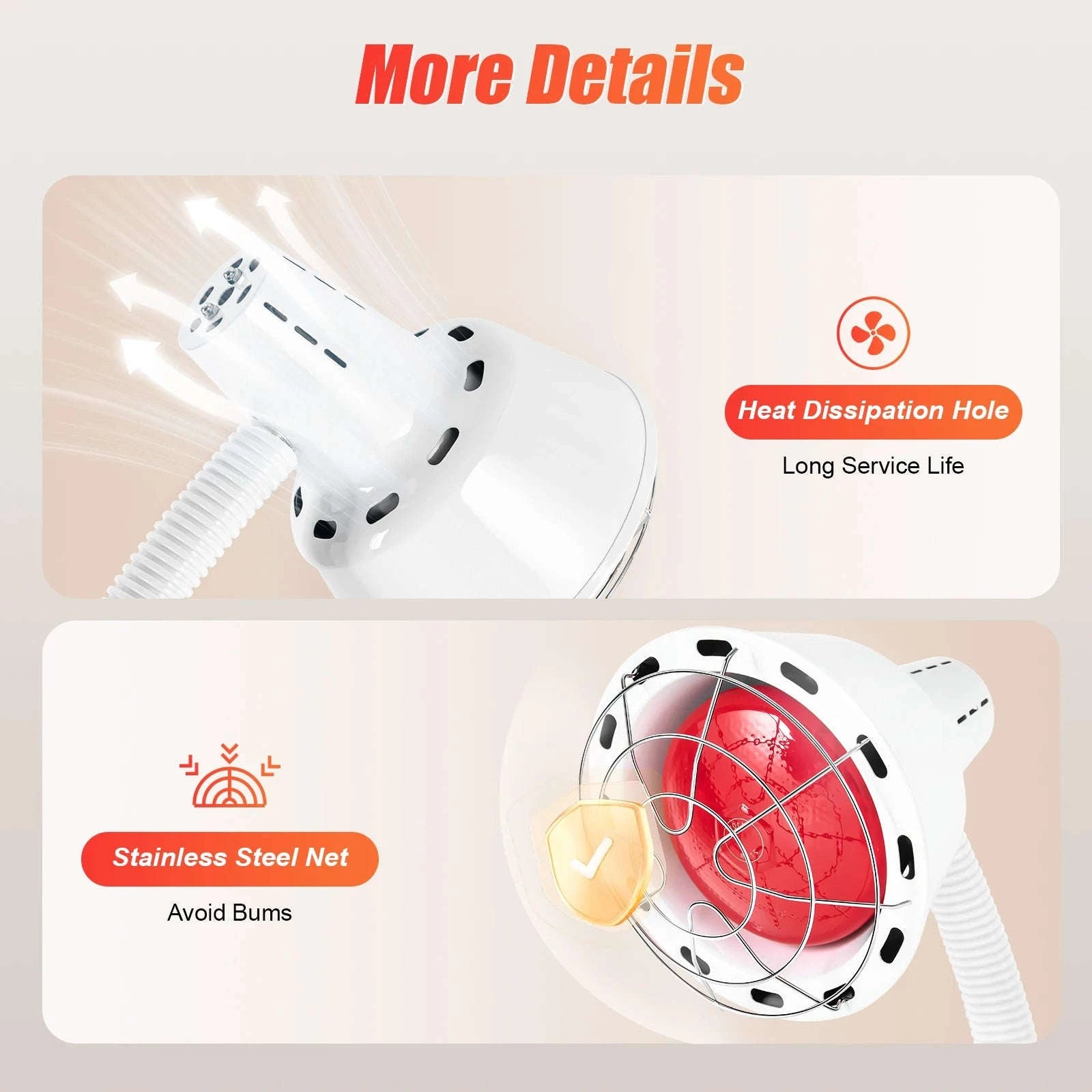 275W Infrared Heat Therapy Lamp with Adjustable Temp & 360° Rotation-White / GERMANY