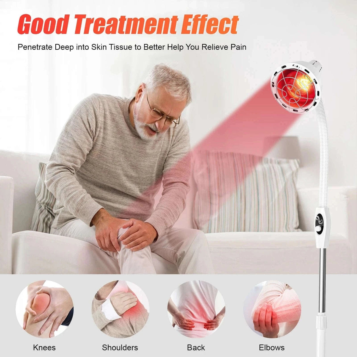 275W Infrared Heat Therapy Lamp with Adjustable Temp & 360° Rotation-White / GERMANY