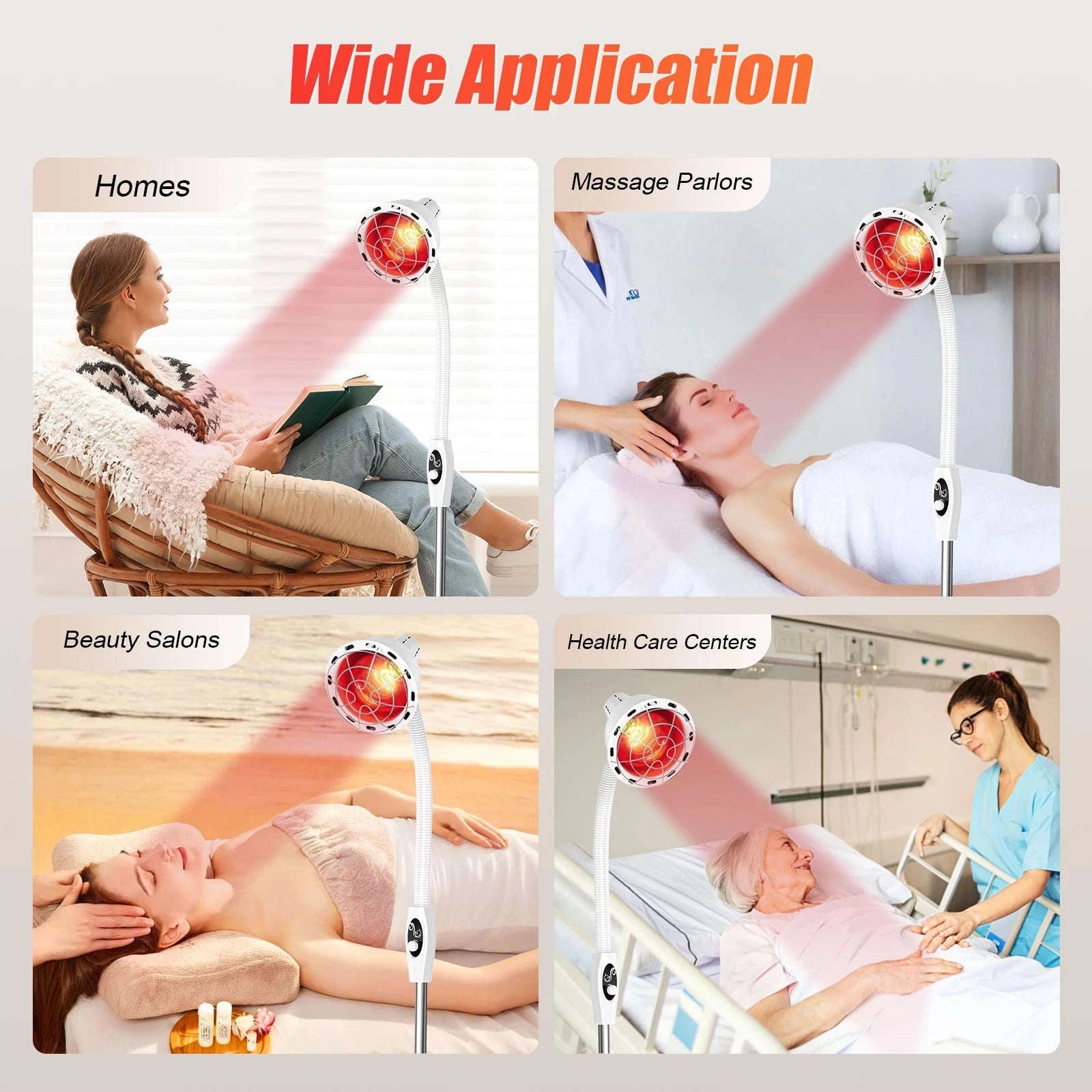 275W Infrared Heat Therapy Lamp with Adjustable Temp & 360° Rotation-White / GERMANY