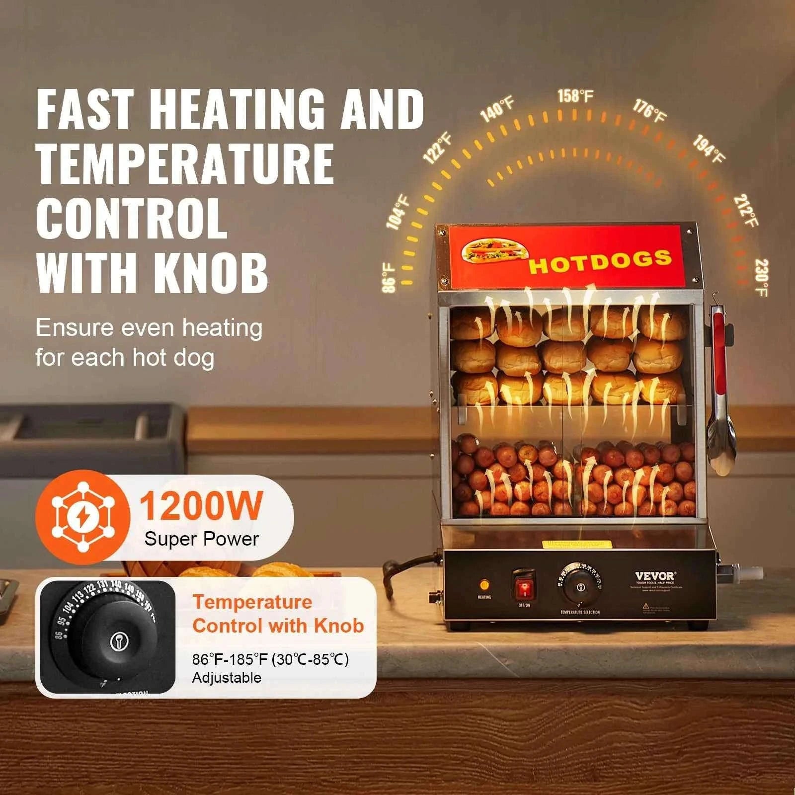 27L 2-Tier Hot Dog Steamer with Temperature Control and Bun Warmer-27 L / United States