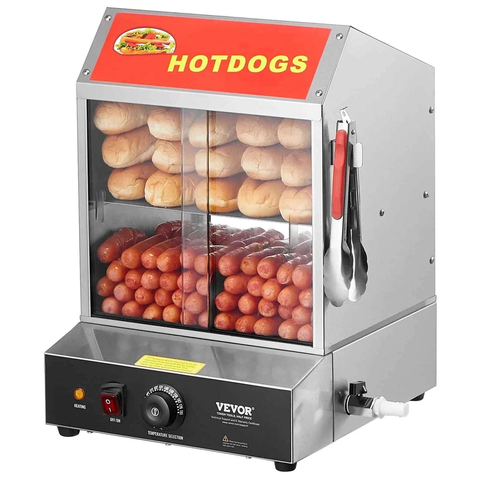 27L 2-Tier Hot Dog Steamer with Temperature Control and Bun Warmer-27 L / United States
