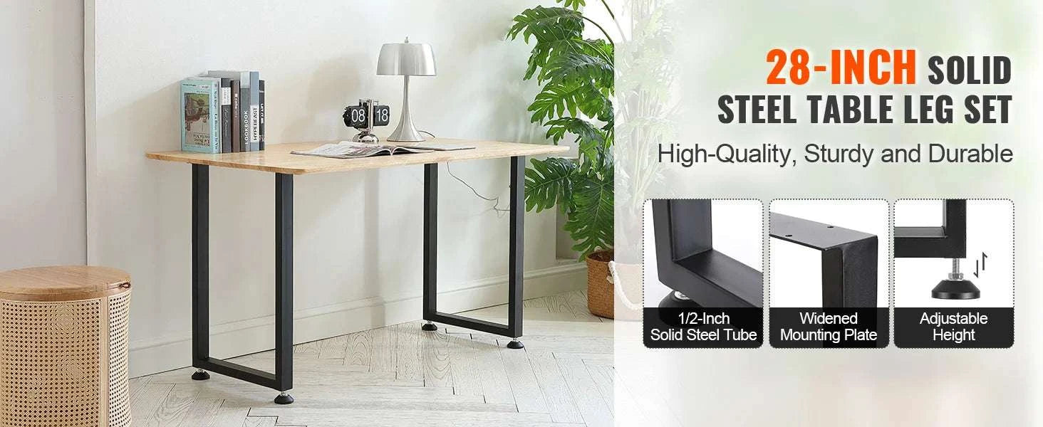 28" Adjustable Steel Table Legs Set – Heavy Duty 1000 lb Support-United States
