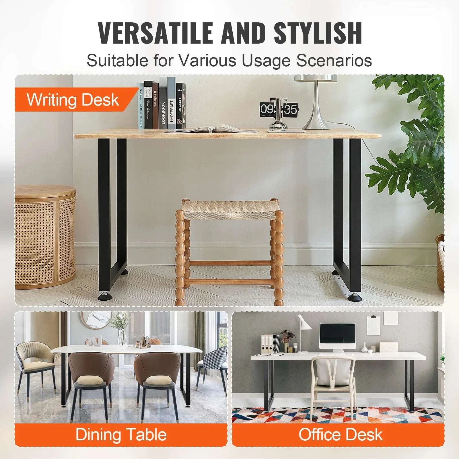 28" Adjustable Steel Table Legs Set – Heavy Duty 1000 lb Support-United States