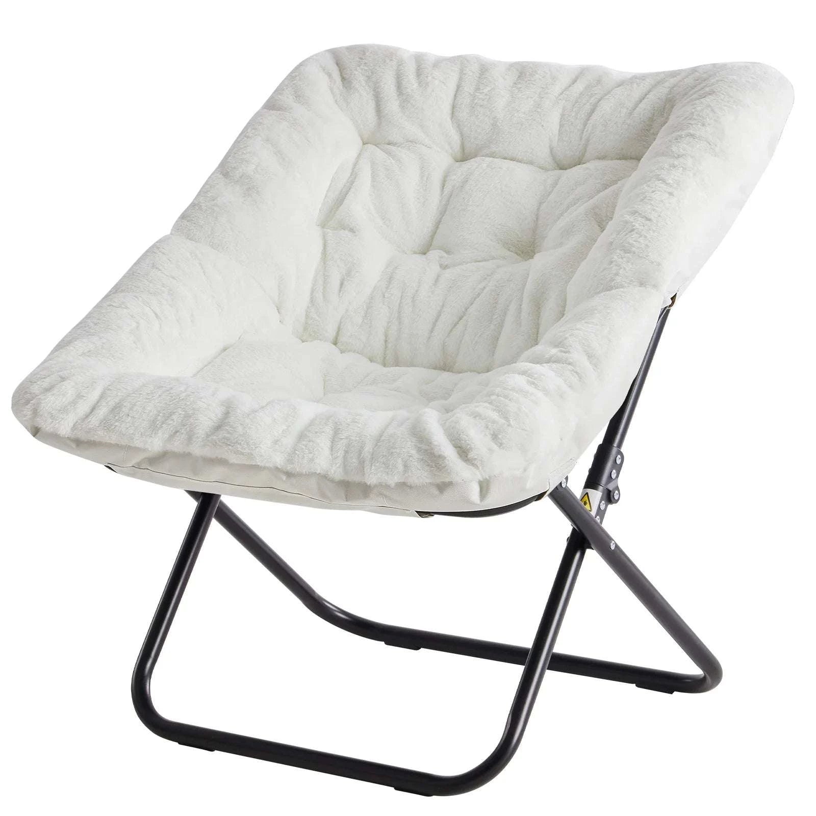 28" Faux Fur Saucer Chair Folding Cozy Lounge Seat-LIGHT GRAY / United States