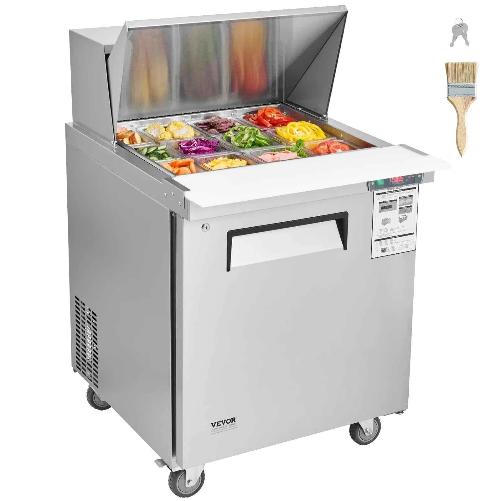 28 Inch Commercial Refrigerator Sandwich & Salad Prep Table 7.4 Cu. Ft.-12pans / United States