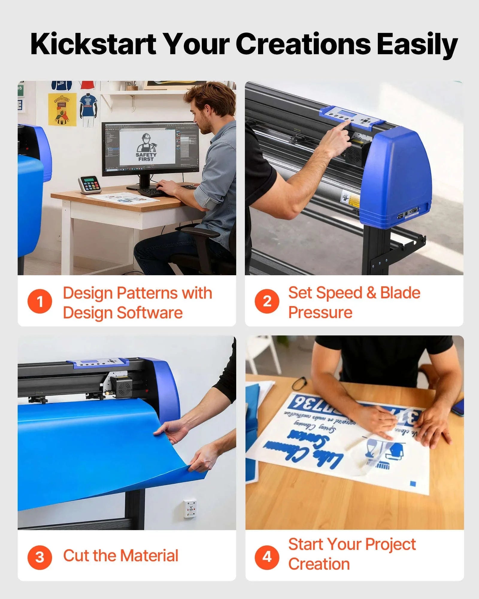 28 Inch Vinyl Cutter Machine with Floor Stand and 20 Blades-Blue 28 Inch / United States