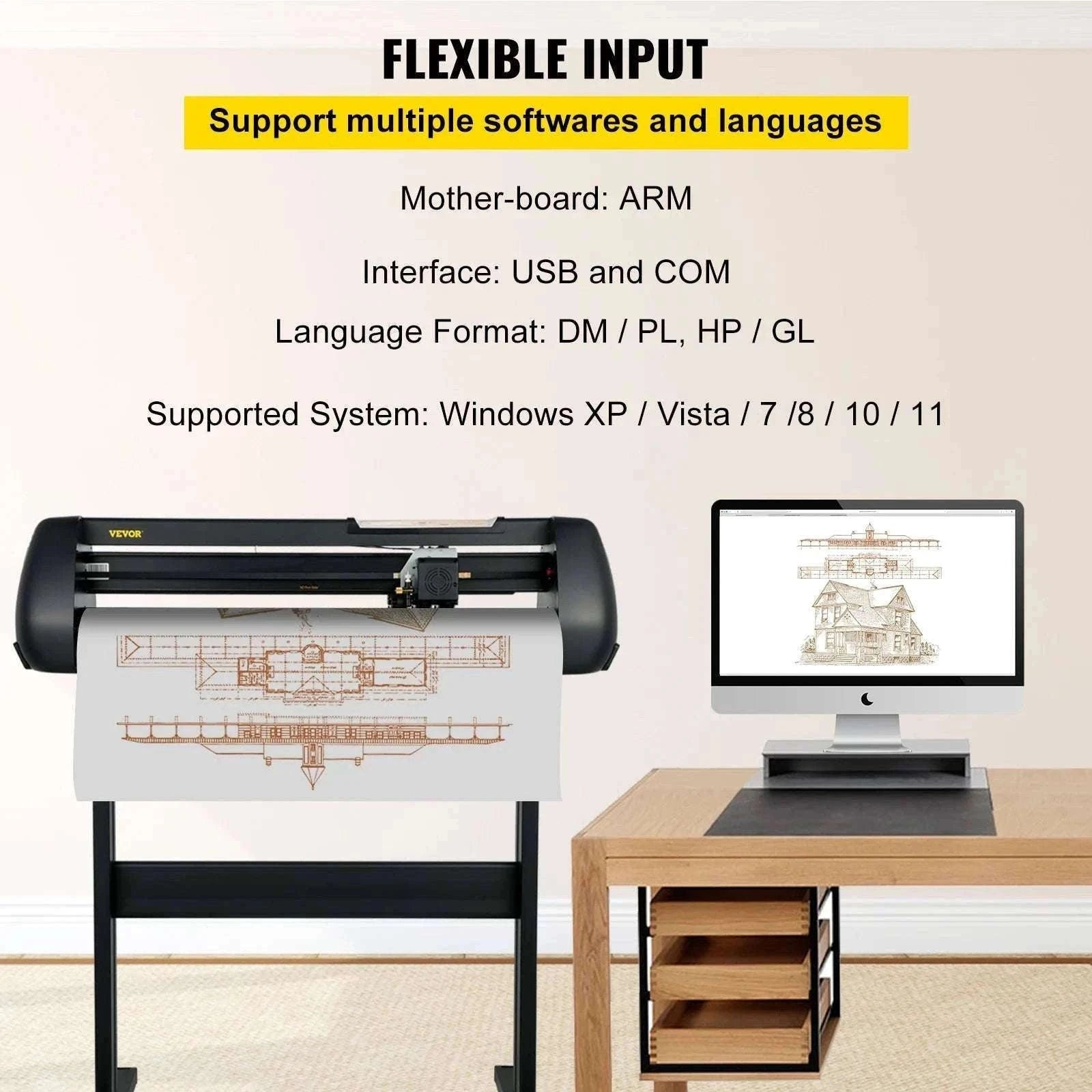 28-Inch Vinyl Cutter Plotter with Adjustable Speed & Force Kit-28in / france