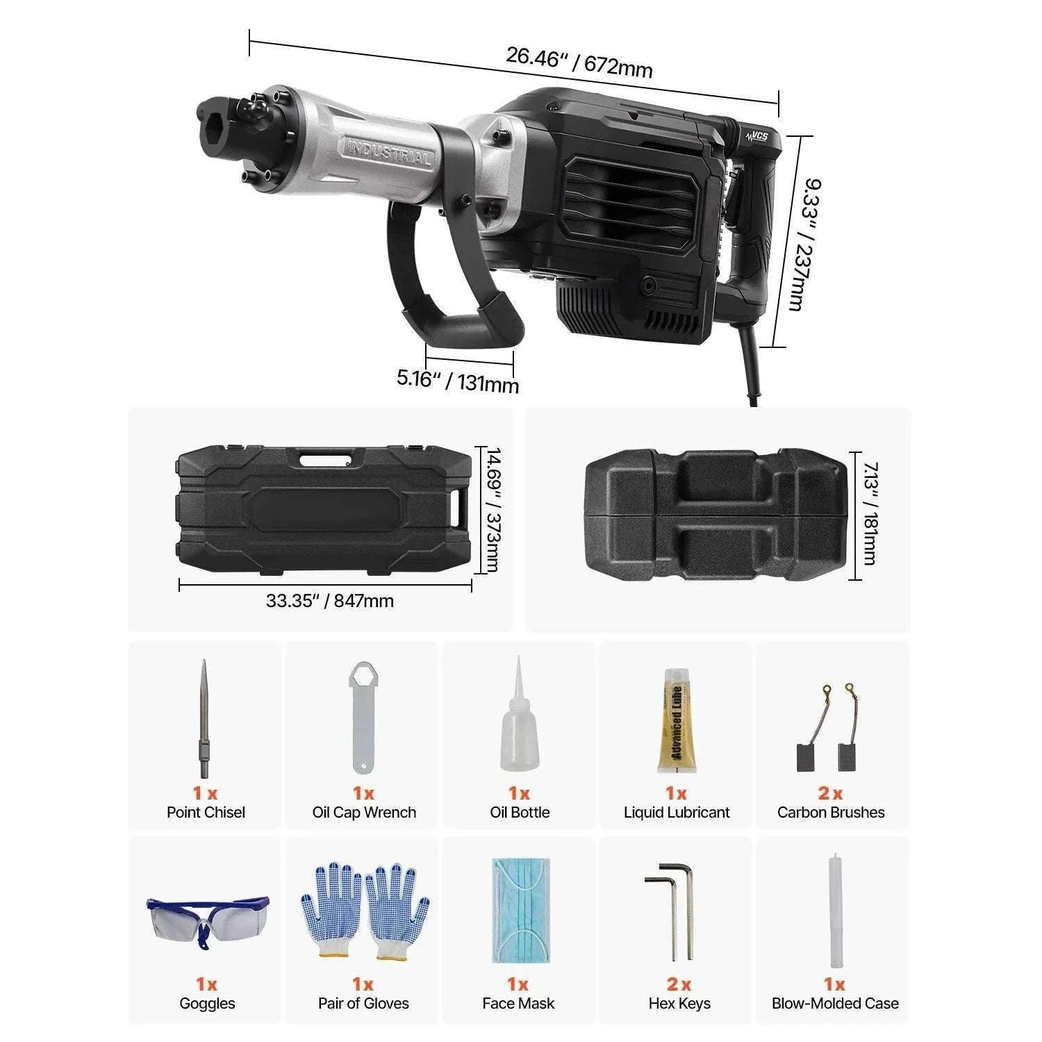 2800W Electric Demolition Jack Hammer 1200 BPM Concrete Breaker Kit-3000W 1PC / spain