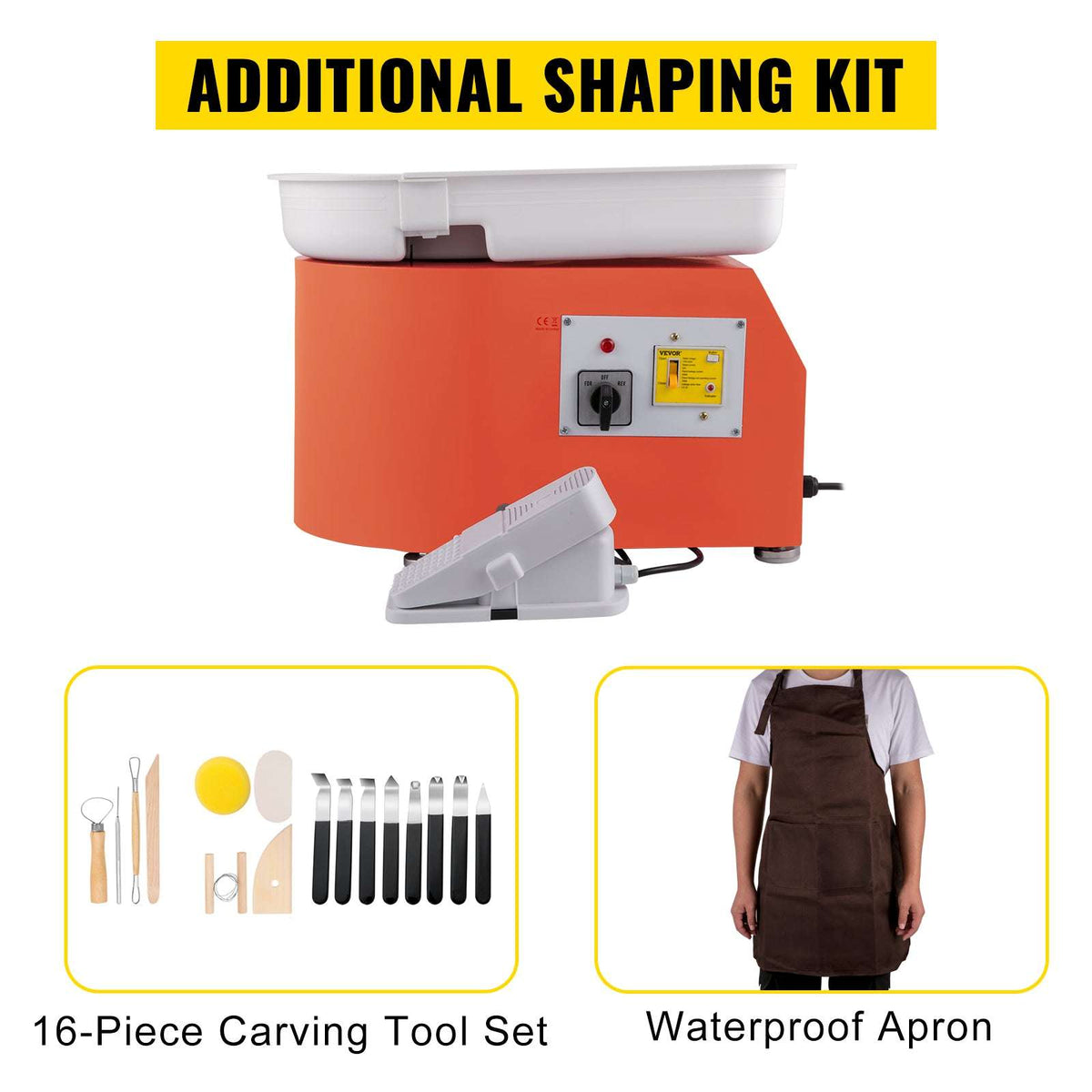 28cm Electric Pottery Wheel Machine 350W with Foot Pedal Control-Orange / spain