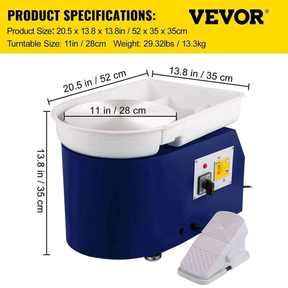 28cm Electric Pottery Wheel Machine 350W with Foot Pedal Control-Orange / spain