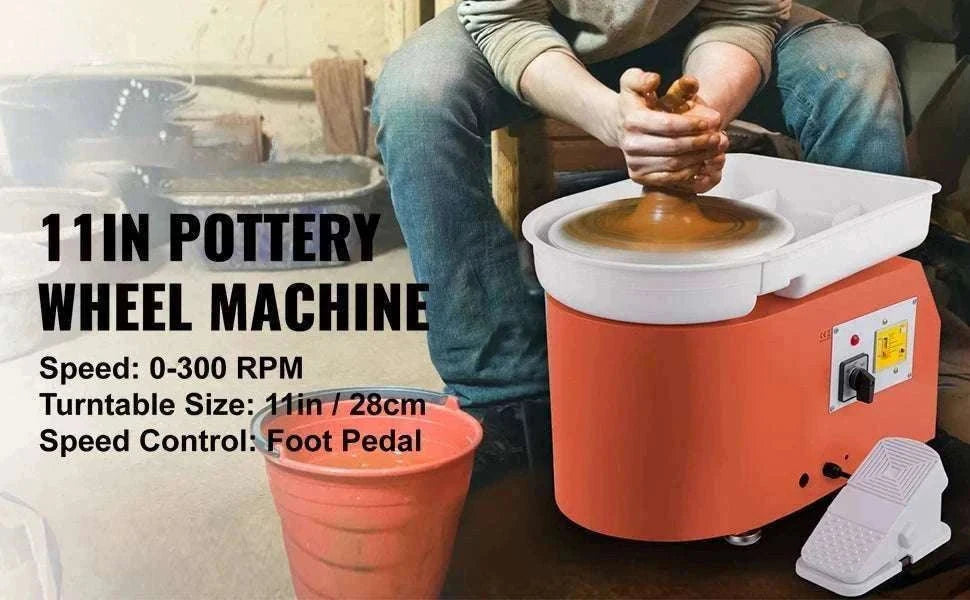 28cm Electric Pottery Wheel Machine 350W with Foot Pedal Control-Orange / spain