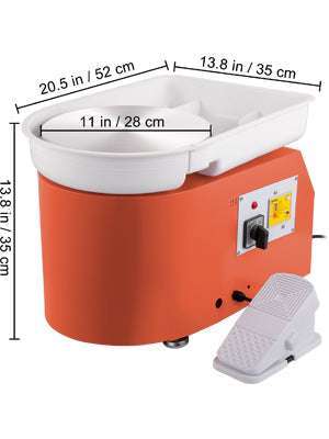 28cm Electric Pottery Wheel Machine 350W with Foot Pedal Control-Orange / spain