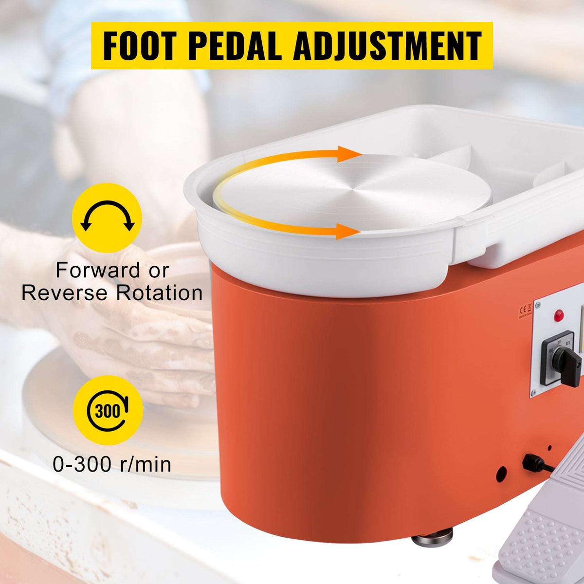 28cm Electric Pottery Wheel Machine 350W with Foot Pedal Control-Orange / spain