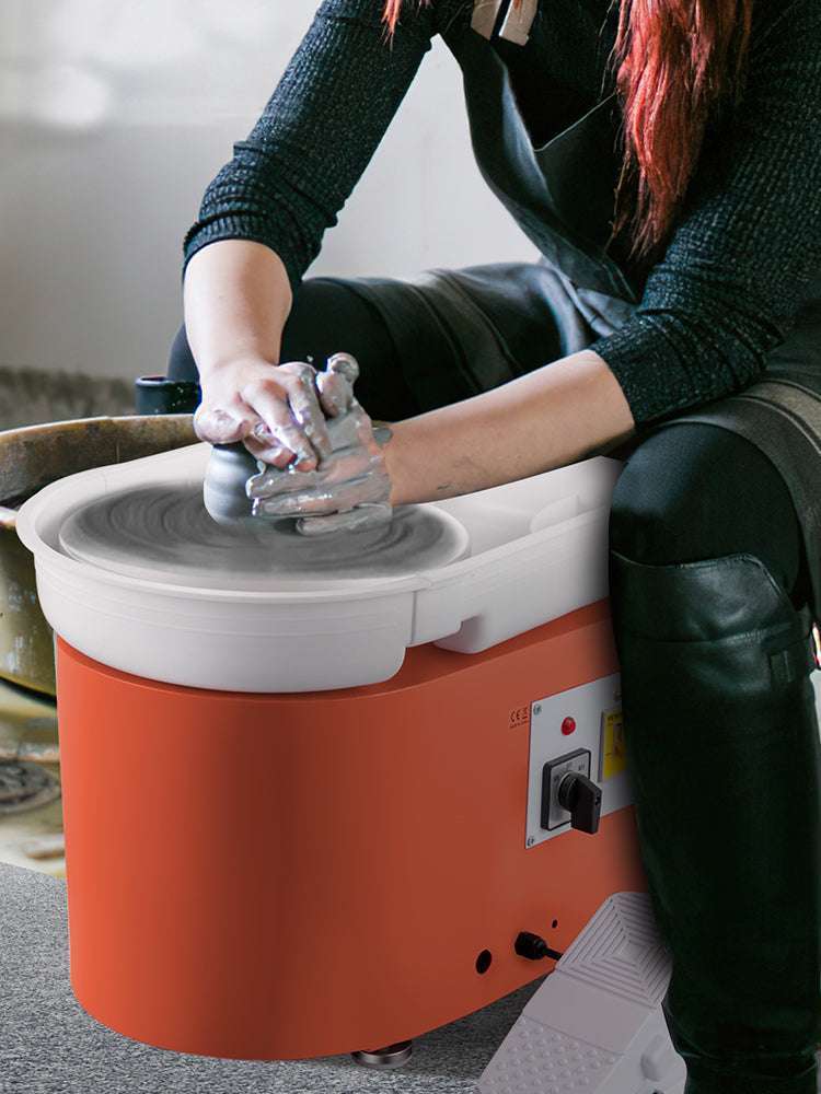 28cm Electric Pottery Wheel Machine 350W with Foot Pedal Control-Orange / spain