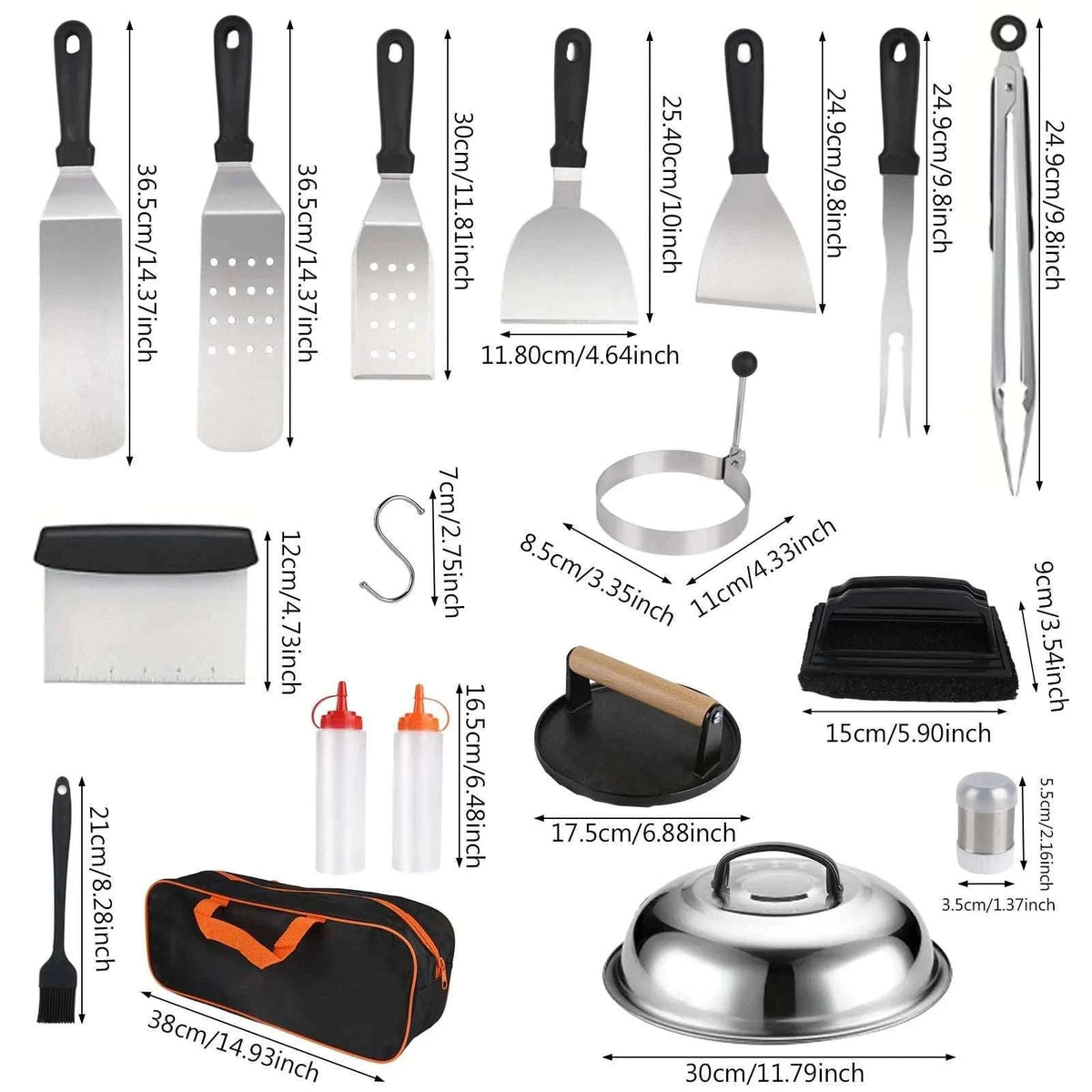 29-Piece BBQ Grill Tool Set with Spatulas, Press, Tongs & Case-29pcs/set / france