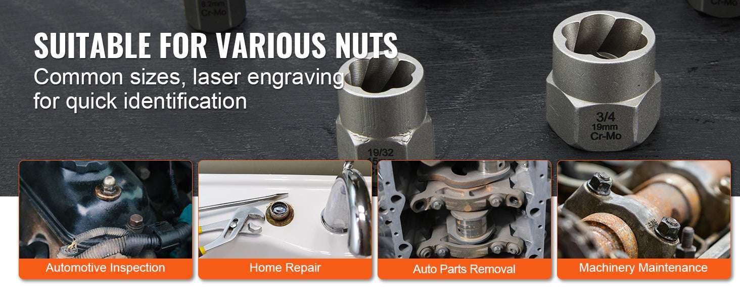 29-Piece Bolt Extractor Set for Removing Stripped & Rusted Nuts-29PCs w Case / United States