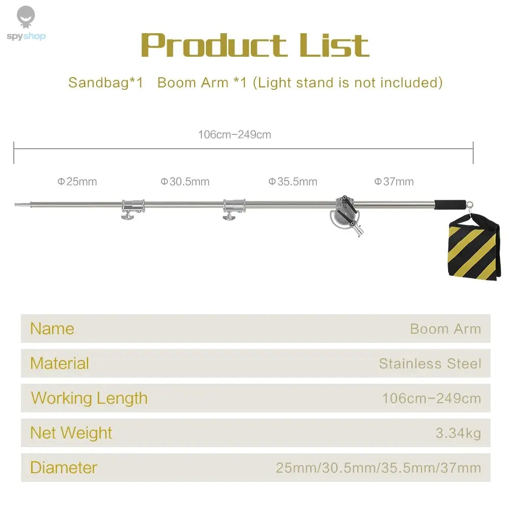 290cm Air Pressure Tripod Bearing 10kg for Camera Stainless Steel Light Stand For Ring Light Live Youtube and Photography Soft 