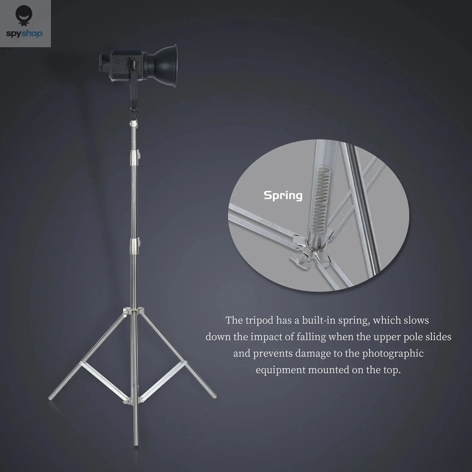 290cm Air Pressure Tripod Bearing 10kg for Camera Stainless Steel Light Stand For Ring Light Live Youtube and Photography Soft 