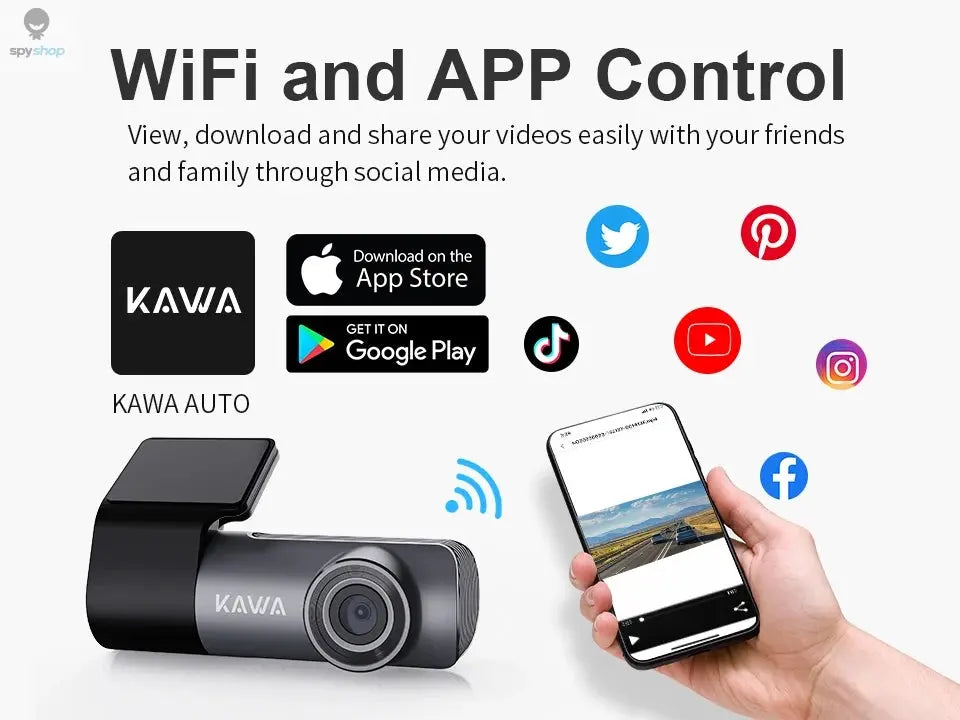 2K Dash Camera For Car DVR Dash Cam In The Car KAWA D5 Video Recorder Emergency Voice Control Night Vision WiFi APP Monitor WDR Spy-shop.com