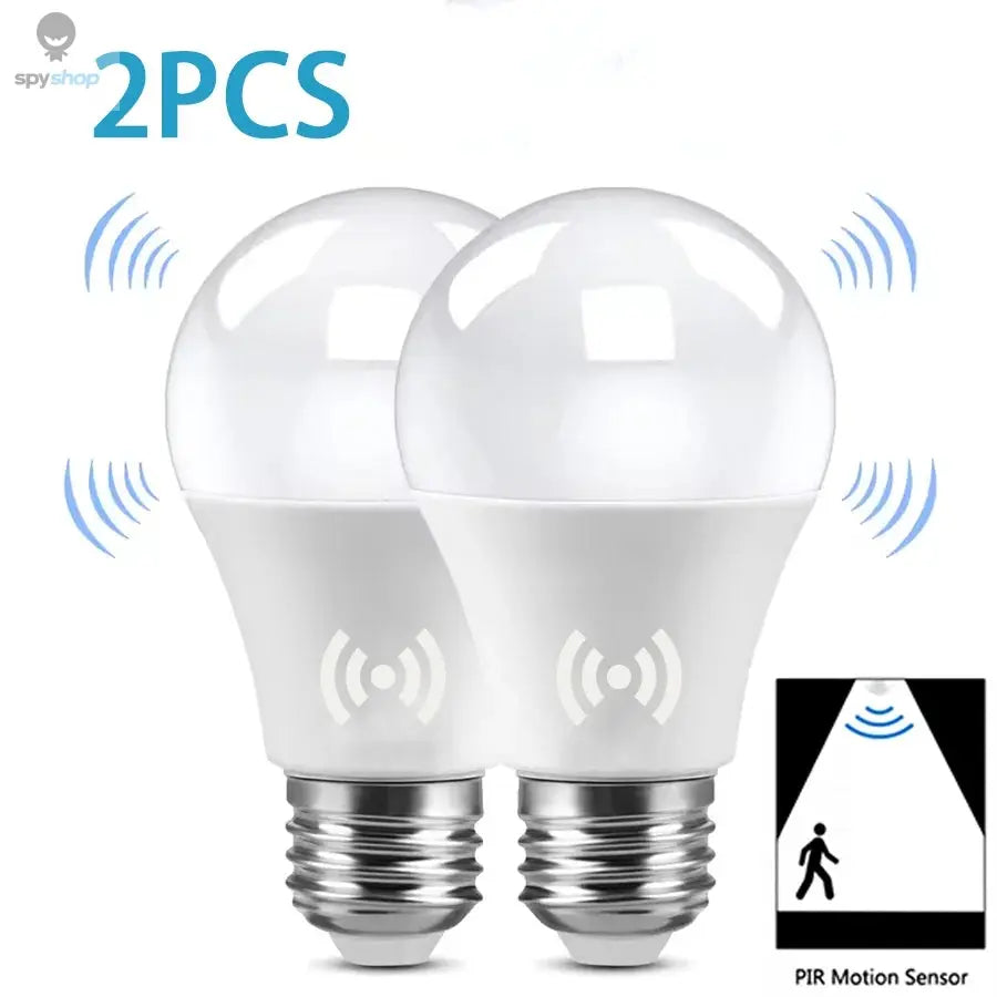 2PCS  LED Bulb Light E27 12W Radar Motion Sensor 220V White Lamp Working in Night Auto On for Home Living Room Stairs Pathway Spy-shop.com