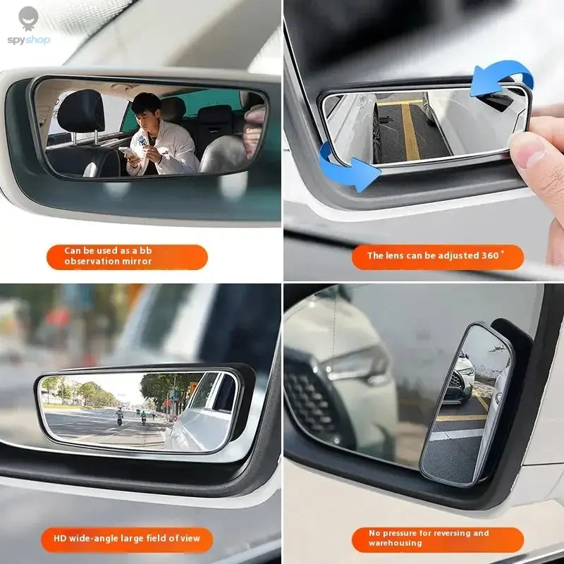 2Pcs 360 Degree Adjustable Blind Spot Mirror Car Auxiliary Rearview Convex Mirror Round Frame Wide Angle Mirrors for Car Reverse 