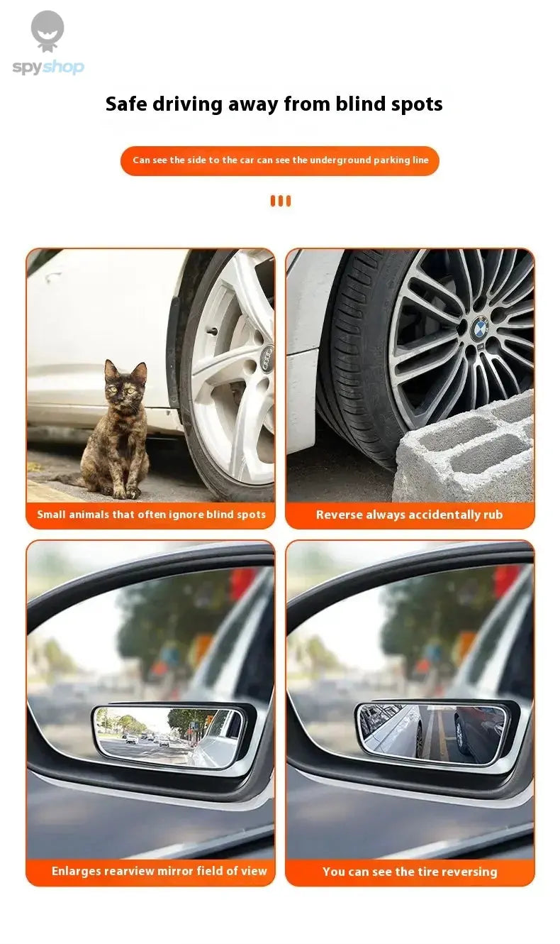 2Pcs 360 Degree Adjustable Blind Spot Mirror Car Auxiliary Rearview Convex Mirror Round Frame Wide Angle Mirrors for Car Reverse 